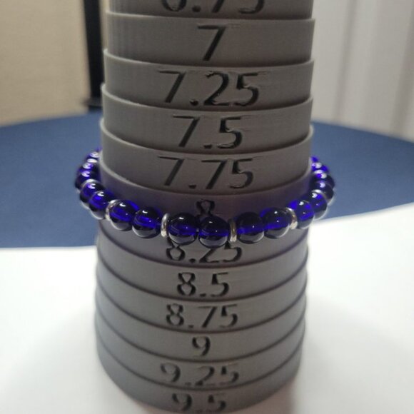 NWT Mens Translucent Cobalt Blue Glass Bead Stretch Bracelet With Heishi Spacers - Picture 7 of 9